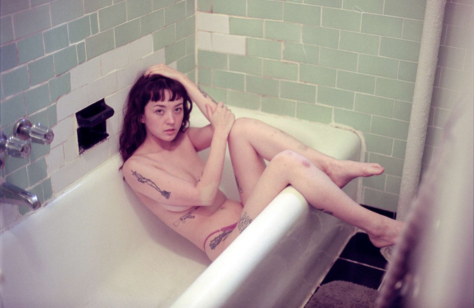 Juno LTK sexy topless model in tub 35mm film
