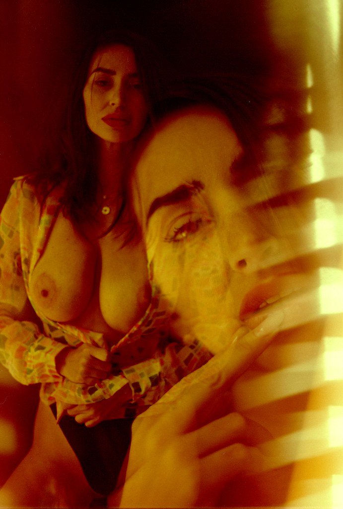 Shay Laren topless 35mm double exposure film analog